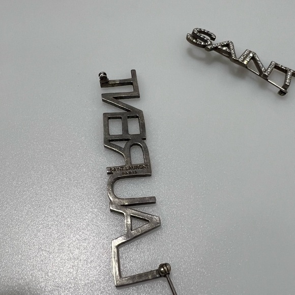 Saint Laurent Set Of Two Logo Hair Pins Silver $525 - Picture 3 of 6